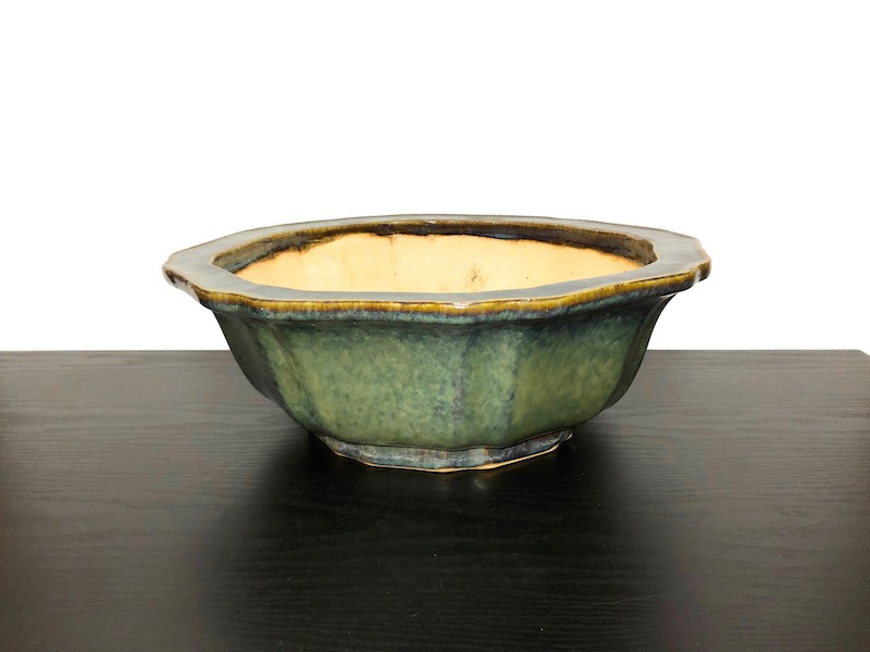 和鉢の販売通販専門店：常滑鉢 「鴻陽」 緑釉外縁輪花鉢/FROM JAPAN